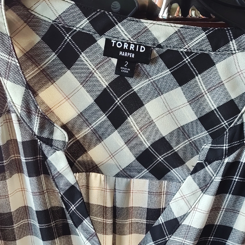 Torrid Harper Black and White Plaid Top